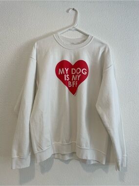 White Sweatshirt with Red Heart "My Dog Is My BFF" - Dog Lover Crew
